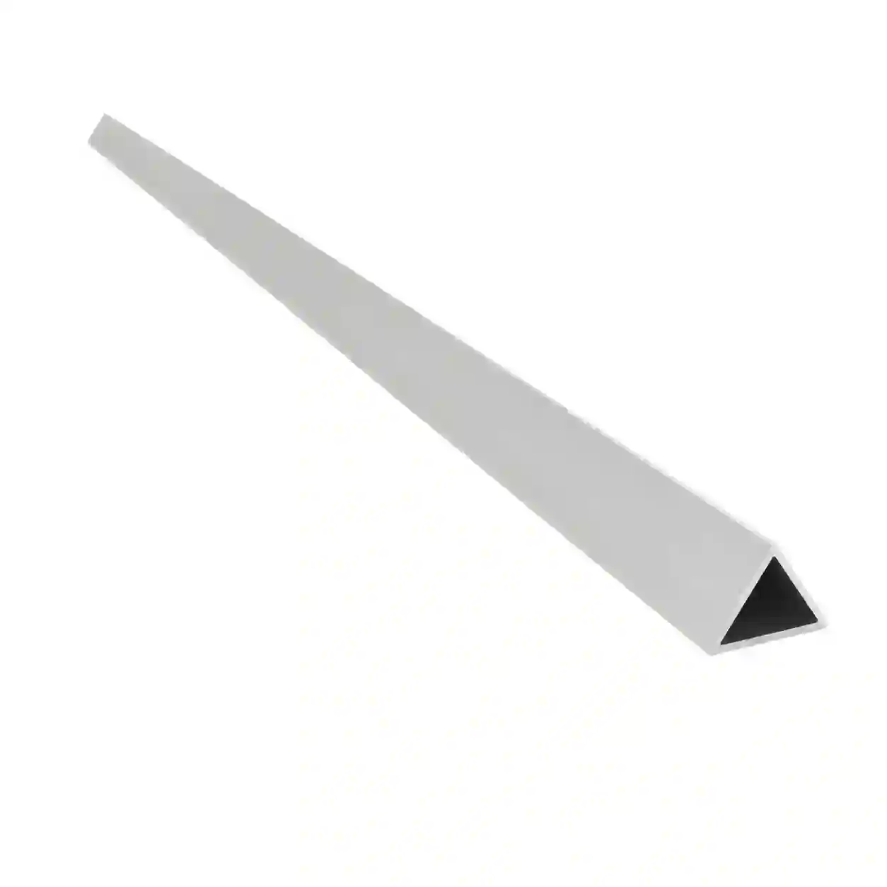 Dva hliníkové LED profily TRIANGLE stříbrný a bílý trojúhelníkový průřez pohled z čela 18mm základna